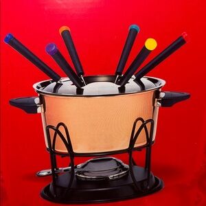 Stainless Steel Fondue Set with Colorful Handles